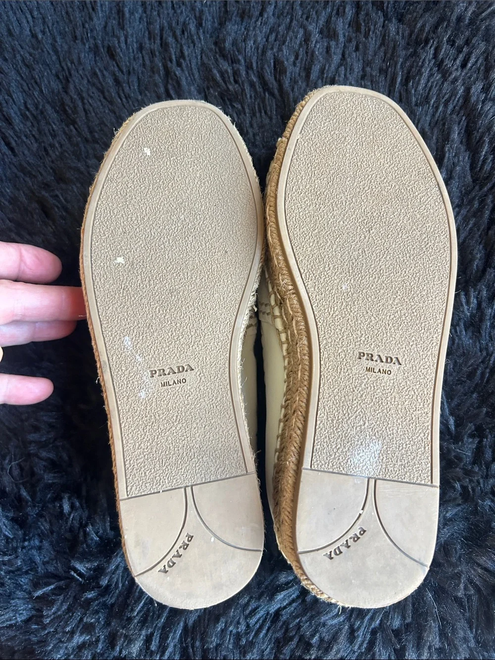 Prada white leather peep-toe platform espadrilles retail $710-$850